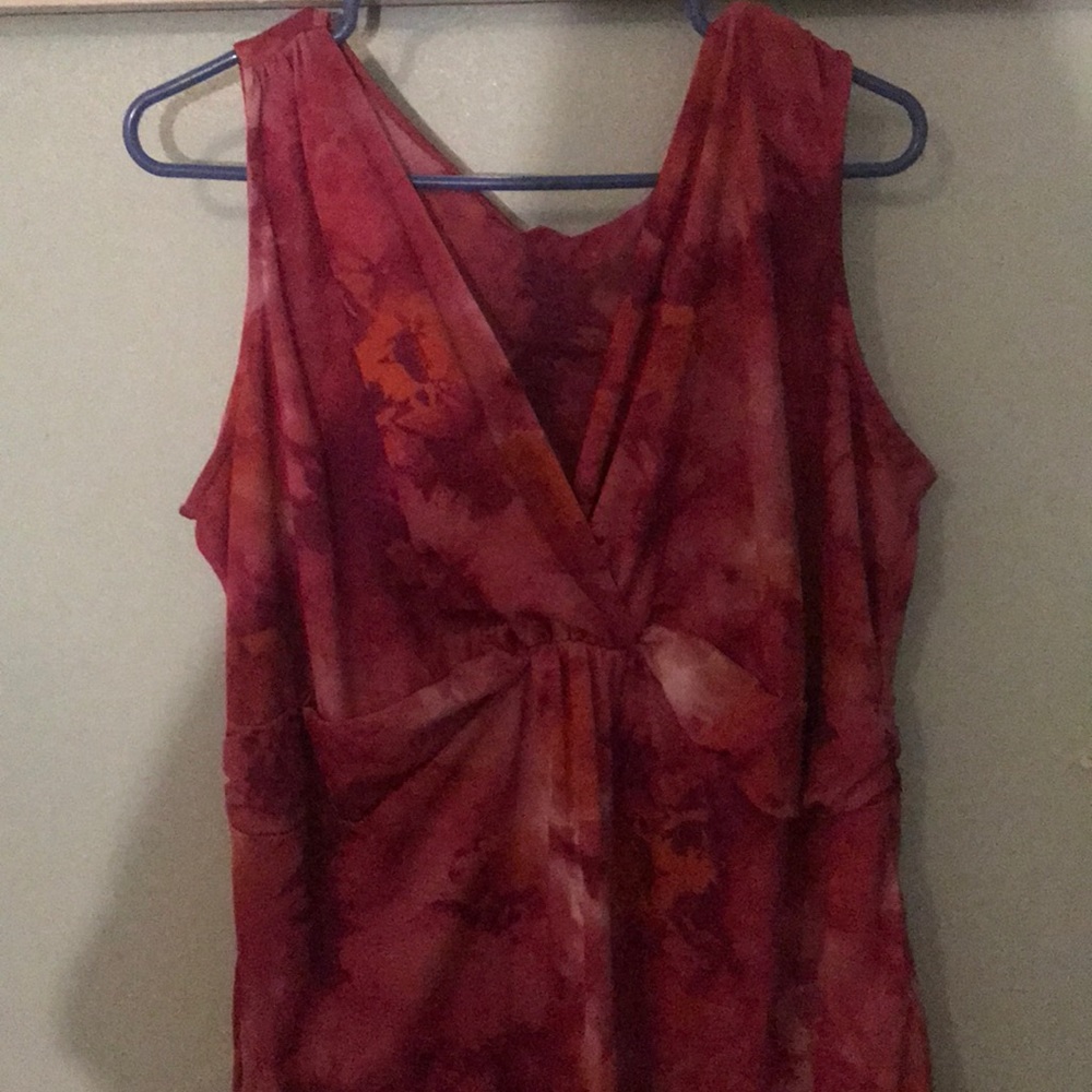 Fuschia colored sleeveless sheer blouse w/ lining